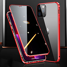 Handyhülle Hülle Luxus Aluminium Metall Rahmen Spiegel 360 Grad Ganzkörper Tasche M03 für Apple iPhone 13 Pro Max Rot
