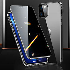 Handyhülle Hülle Luxus Aluminium Metall Rahmen Spiegel 360 Grad Ganzkörper Tasche M03 für Apple iPhone 13 Pro Max Schwarz