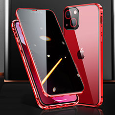 Handyhülle Hülle Luxus Aluminium Metall Rahmen Spiegel 360 Grad Ganzkörper Tasche M03 für Apple iPhone 13 Rot