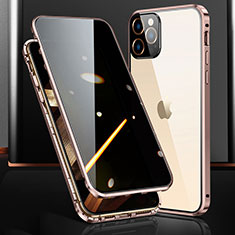 Handyhülle Hülle Luxus Aluminium Metall Rahmen Spiegel 360 Grad Ganzkörper Tasche M03 für Apple iPhone 16 Pro Rosegold