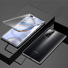 Handyhülle Hülle Luxus Aluminium Metall Rahmen Spiegel 360 Grad Ganzkörper Tasche M03 für Huawei Honor 30 Schwarz