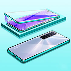 Handyhülle Hülle Luxus Aluminium Metall Rahmen Spiegel 360 Grad Ganzkörper Tasche M03 für Huawei Nova 7 Pro 5G Grün