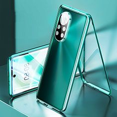 Handyhülle Hülle Luxus Aluminium Metall Rahmen Spiegel 360 Grad Ganzkörper Tasche M03 für Huawei Nova 8 5G Cyan