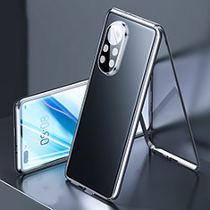 Handyhülle Hülle Luxus Aluminium Metall Rahmen Spiegel 360 Grad Ganzkörper Tasche M03 für Huawei Nova 8 Pro 5G Schwarz
