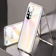 Handyhülle Hülle Luxus Aluminium Metall Rahmen Spiegel 360 Grad Ganzkörper Tasche M03 für Huawei Nova 8 Pro 5G Silber