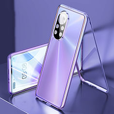 Handyhülle Hülle Luxus Aluminium Metall Rahmen Spiegel 360 Grad Ganzkörper Tasche M03 für Huawei Nova 8 Pro 5G Violett