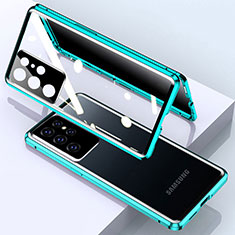 Handyhülle Hülle Luxus Aluminium Metall Rahmen Spiegel 360 Grad Ganzkörper Tasche M03 für Samsung Galaxy S23 Ultra 5G Grün