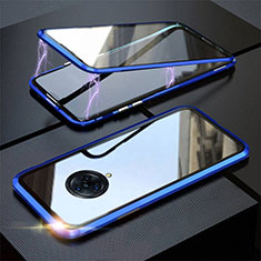 Handyhülle Hülle Luxus Aluminium Metall Rahmen Spiegel 360 Grad Ganzkörper Tasche M03 für Vivo Nex 3 Blau