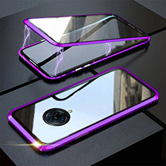 Handyhülle Hülle Luxus Aluminium Metall Rahmen Spiegel 360 Grad Ganzkörper Tasche M03 für Vivo Nex 3S Violett