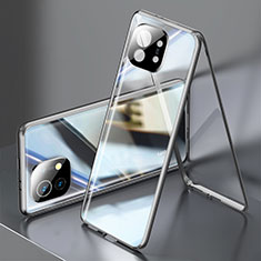 Handyhülle Hülle Luxus Aluminium Metall Rahmen Spiegel 360 Grad Ganzkörper Tasche M03 für Xiaomi Mi 11 Lite 5G Schwarz