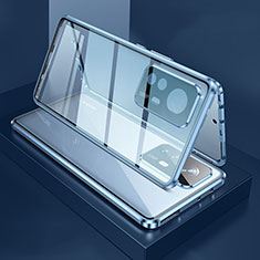Handyhülle Hülle Luxus Aluminium Metall Rahmen Spiegel 360 Grad Ganzkörper Tasche M03 für Xiaomi Mi 12S Pro 5G Blau