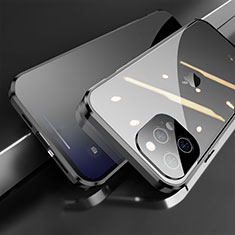 Handyhülle Hülle Luxus Aluminium Metall Rahmen Spiegel 360 Grad Ganzkörper Tasche M04 für Apple iPhone 13 Pro Max Schwarz