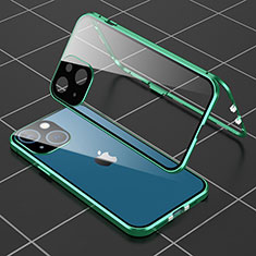 Handyhülle Hülle Luxus Aluminium Metall Rahmen Spiegel 360 Grad Ganzkörper Tasche M04 für Apple iPhone 14 Plus Grün