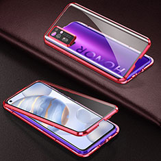 Handyhülle Hülle Luxus Aluminium Metall Rahmen Spiegel 360 Grad Ganzkörper Tasche M04 für Huawei Honor 30 Rot