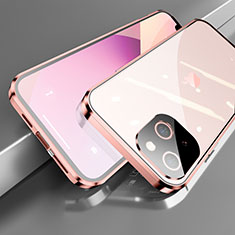 Handyhülle Hülle Luxus Aluminium Metall Rahmen Spiegel 360 Grad Ganzkörper Tasche M05 für Apple iPhone 13 Rosegold