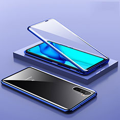 Handyhülle Hülle Luxus Aluminium Metall Rahmen Spiegel 360 Grad Ganzkörper Tasche M06 für Huawei Mate 40 Lite 5G Blau