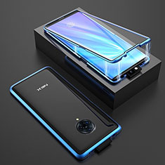 Handyhülle Hülle Luxus Aluminium Metall Rahmen Spiegel 360 Grad Ganzkörper Tasche M08 für Vivo Nex 3 5G Blau