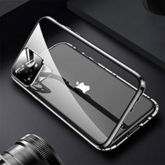 Handyhülle Hülle Luxus Aluminium Metall Rahmen Spiegel 360 Grad Ganzkörper Tasche M09 für Apple iPhone 13 Pro Schwarz