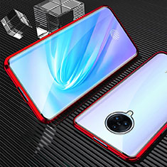 Handyhülle Hülle Luxus Aluminium Metall Rahmen Spiegel 360 Grad Ganzkörper Tasche M09 für Vivo Nex 3 5G Rot