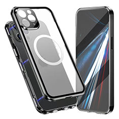 Handyhülle Hülle Luxus Aluminium Metall Rahmen Spiegel 360 Grad Ganzkörper Tasche mit Mag-Safe Magnetic Magnetisch für Apple iPhone 14 Pro Max Schwarz