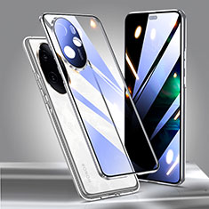 Handyhülle Hülle Luxus Aluminium Metall Rahmen Spiegel 360 Grad Ganzkörper Tasche P01 für Huawei Honor 100 Pro 5G Silber