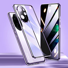 Handyhülle Hülle Luxus Aluminium Metall Rahmen Spiegel 360 Grad Ganzkörper Tasche P01 für Huawei Honor 100 Pro 5G Violett