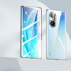 Handyhülle Hülle Luxus Aluminium Metall Rahmen Spiegel 360 Grad Ganzkörper Tasche P01 für Huawei Honor 60 Pro 5G Silber