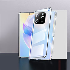 Handyhülle Hülle Luxus Aluminium Metall Rahmen Spiegel 360 Grad Ganzkörper Tasche P01 für Huawei Honor 60 SE 5G Silber