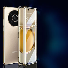 Handyhülle Hülle Luxus Aluminium Metall Rahmen Spiegel 360 Grad Ganzkörper Tasche P01 für Huawei Honor X9 5G Gold