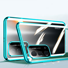 Handyhülle Hülle Luxus Aluminium Metall Rahmen Spiegel 360 Grad Ganzkörper Tasche P01 für Oppo A74 5G Grün