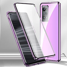 Handyhülle Hülle Luxus Aluminium Metall Rahmen Spiegel 360 Grad Ganzkörper Tasche P01 für Oppo K10 Pro 5G Violett