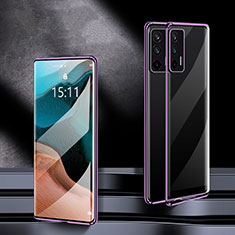 Handyhülle Hülle Luxus Aluminium Metall Rahmen Spiegel 360 Grad Ganzkörper Tasche P01 für Realme GT Neo 5G Violett