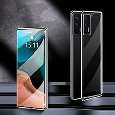 Handyhülle Hülle Luxus Aluminium Metall Rahmen Spiegel 360 Grad Ganzkörper Tasche P01 für Realme Q3 Pro 5G Silber