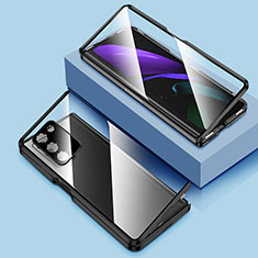 Handyhülle Hülle Luxus Aluminium Metall Rahmen Spiegel 360 Grad Ganzkörper Tasche P01 für Samsung Galaxy Z Fold2 5G Schwarz