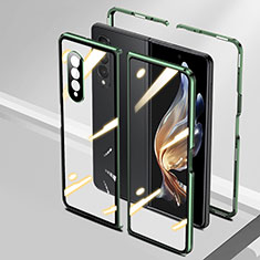 Handyhülle Hülle Luxus Aluminium Metall Rahmen Spiegel 360 Grad Ganzkörper Tasche P01 für Samsung Galaxy Z Fold3 5G Grün
