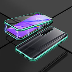 Handyhülle Hülle Luxus Aluminium Metall Rahmen Spiegel 360 Grad Ganzkörper Tasche P01 für Vivo iQOO U1 Grün