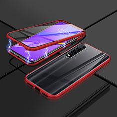 Handyhülle Hülle Luxus Aluminium Metall Rahmen Spiegel 360 Grad Ganzkörper Tasche P01 für Vivo iQOO U1 Rot