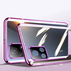 Handyhülle Hülle Luxus Aluminium Metall Rahmen Spiegel 360 Grad Ganzkörper Tasche P01 für Vivo iQOO U3 5G Violett