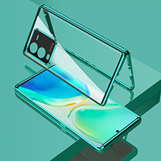 Handyhülle Hülle Luxus Aluminium Metall Rahmen Spiegel 360 Grad Ganzkörper Tasche P01 für Vivo V25 Pro 5G Grün