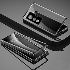 Handyhülle Hülle Luxus Aluminium Metall Rahmen Spiegel 360 Grad Ganzkörper Tasche P01 für Vivo X70 5G Schwarz