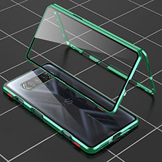 Handyhülle Hülle Luxus Aluminium Metall Rahmen Spiegel 360 Grad Ganzkörper Tasche P01 für Xiaomi Black Shark 4 5G Grün