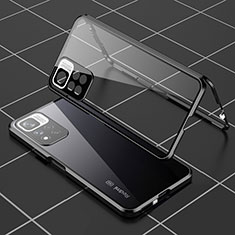 Handyhülle Hülle Luxus Aluminium Metall Rahmen Spiegel 360 Grad Ganzkörper Tasche P01 für Xiaomi Mi 11i 5G (2022) Schwarz