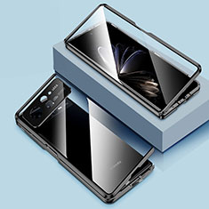 Handyhülle Hülle Luxus Aluminium Metall Rahmen Spiegel 360 Grad Ganzkörper Tasche P01 für Xiaomi Mix Fold 2 5G Schwarz