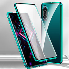 Handyhülle Hülle Luxus Aluminium Metall Rahmen Spiegel 360 Grad Ganzkörper Tasche P01 für Xiaomi Poco F3 GT 5G Grün