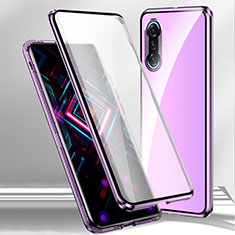 Handyhülle Hülle Luxus Aluminium Metall Rahmen Spiegel 360 Grad Ganzkörper Tasche P01 für Xiaomi Poco F3 GT 5G Violett