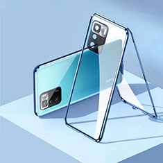 Handyhülle Hülle Luxus Aluminium Metall Rahmen Spiegel 360 Grad Ganzkörper Tasche P01 für Xiaomi Poco X3 GT 5G Blau