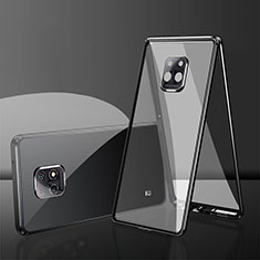 Handyhülle Hülle Luxus Aluminium Metall Rahmen Spiegel 360 Grad Ganzkörper Tasche P01 für Xiaomi Redmi 10X Pro 5G Schwarz