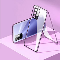 Handyhülle Hülle Luxus Aluminium Metall Rahmen Spiegel 360 Grad Ganzkörper Tasche P01 für Xiaomi Redmi Note 11 SE 5G Violett