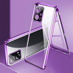 Handyhülle Hülle Luxus Aluminium Metall Rahmen Spiegel 360 Grad Ganzkörper Tasche P01 für Xiaomi Redmi Note 11T Pro+ Plus 5G Violett