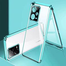 Handyhülle Hülle Luxus Aluminium Metall Rahmen Spiegel 360 Grad Ganzkörper Tasche P01 für Xiaomi Redmi Note 12 Pro+ Plus 5G Grün
